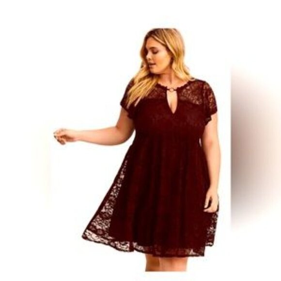 torrid Dresses & Skirts - Torrid Burgundy Lace Mini Dress